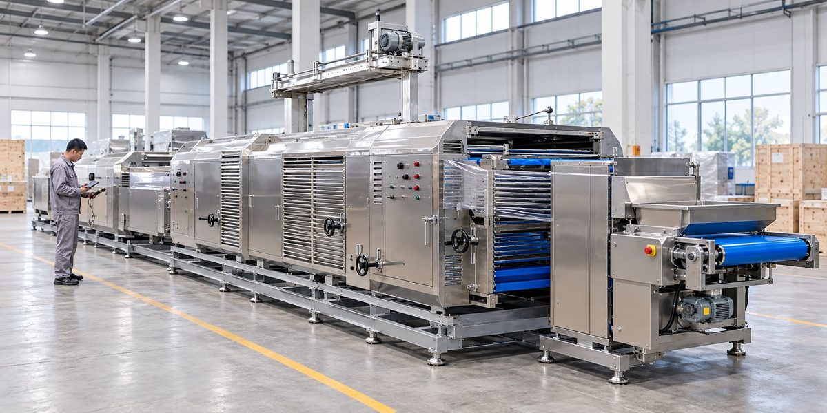 Illustrative factory inspection scene for a reference biscuit line