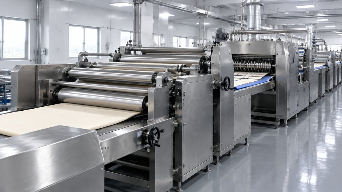 Illustrative sheeting and rotary cutting stage for hard biscuits