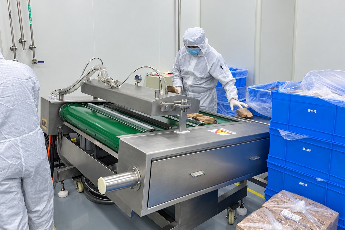 Vacuum packing equipment in the compressed-biscuit production route