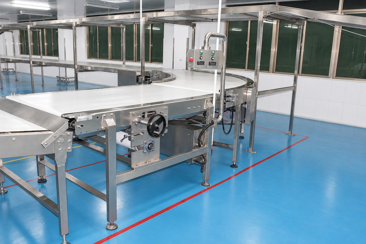 Biscuit cooling conveyor prepared for connection to downstream handling