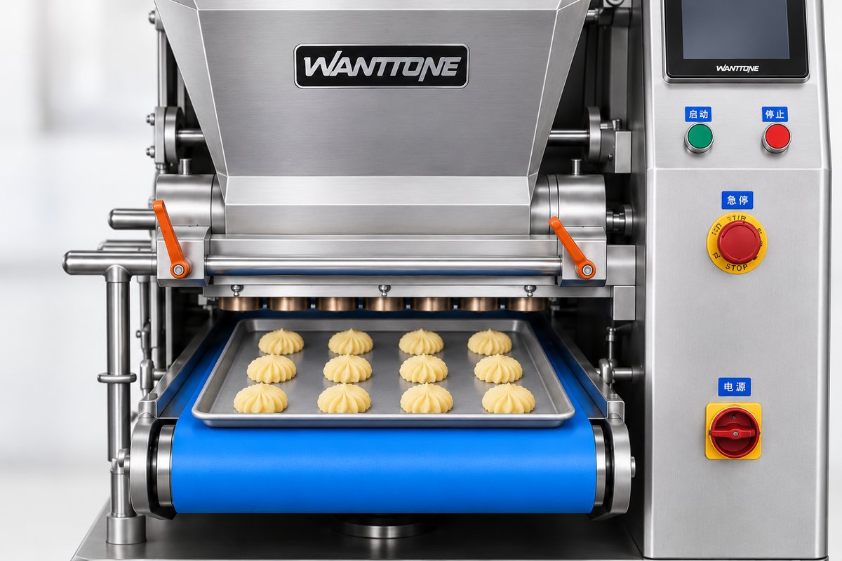 Fresh raw cookie dough portions under the original compact forming outlet